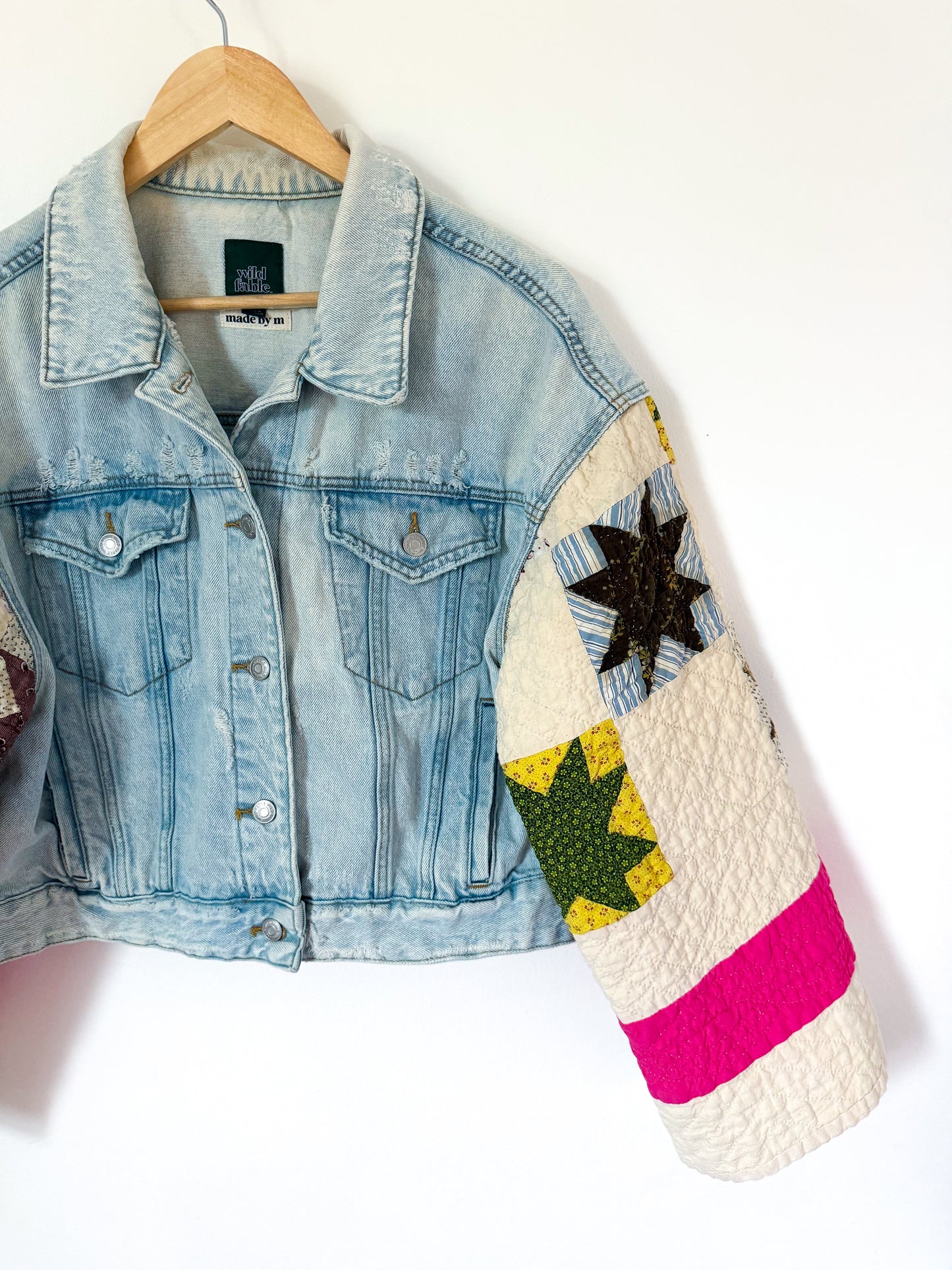8 Point Star Quilt Upcycled Denim Jacket