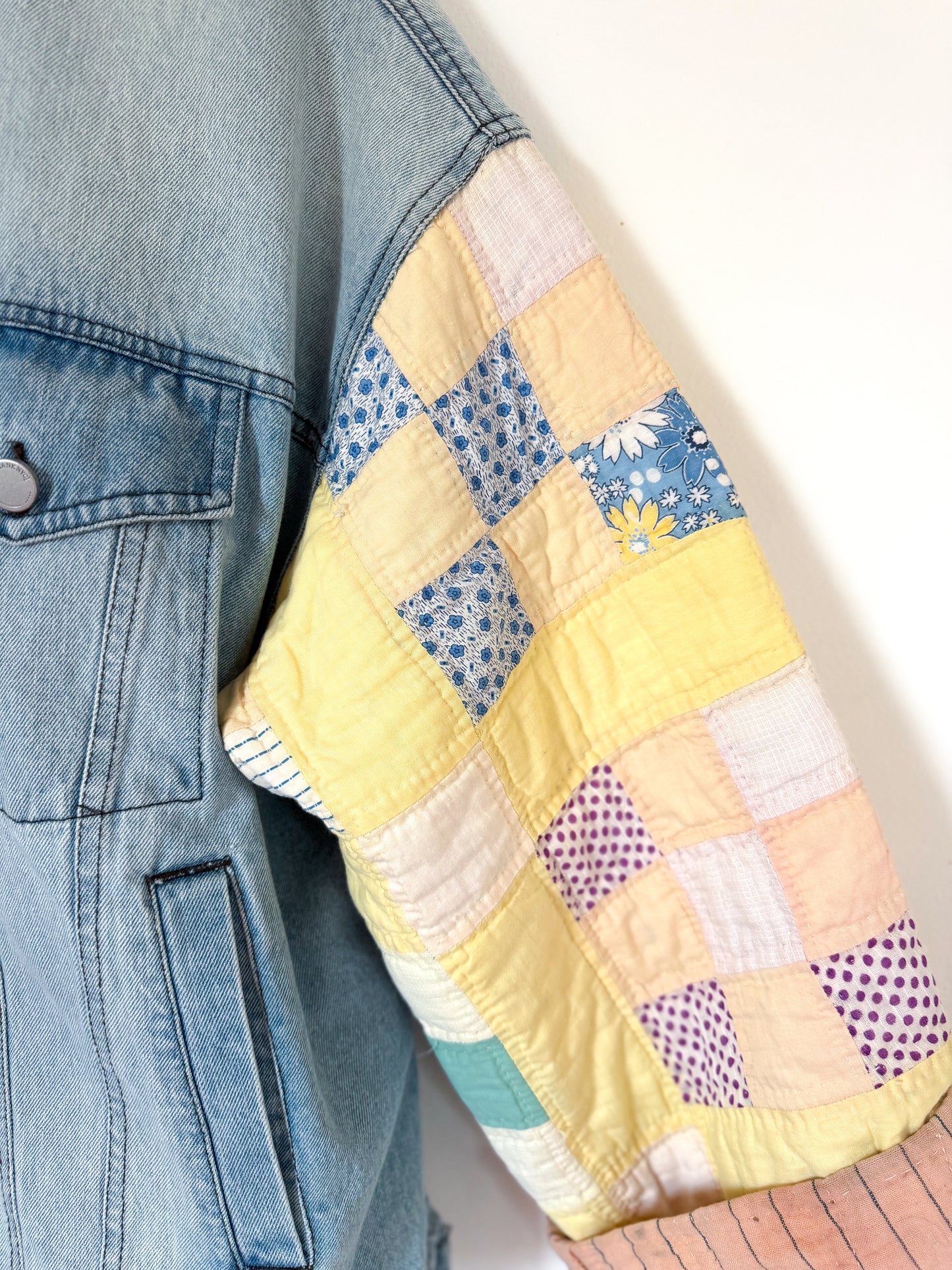 9 Patch Quilt Upcycled Denim Jacket