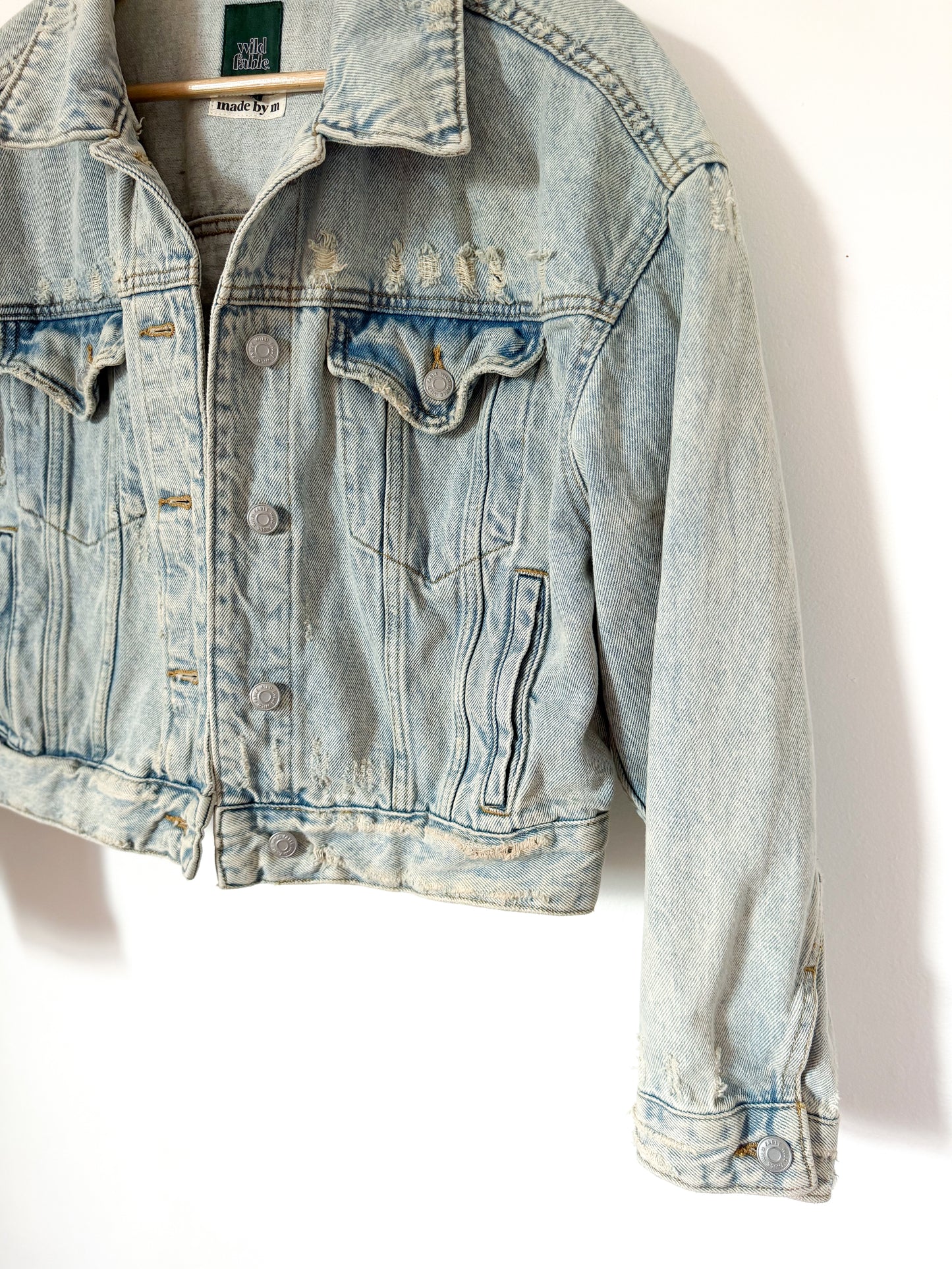 Grandmother’s Flower Garden Quilt Back Upcycled Denim Jacket
