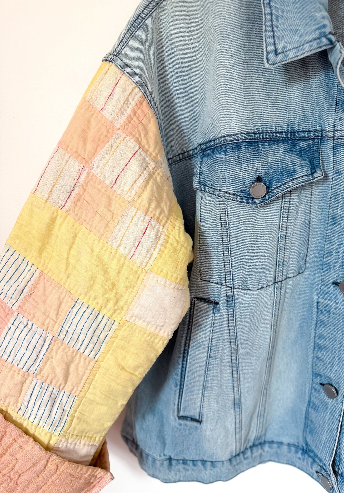 9 Patch Quilt Upcycled Denim Jacket