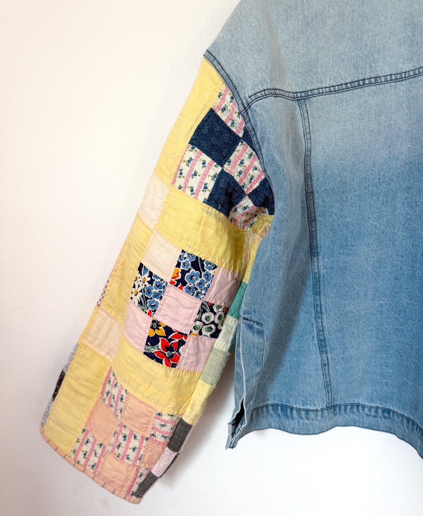 9 Patch Quilt Upcycled Denim Jacket