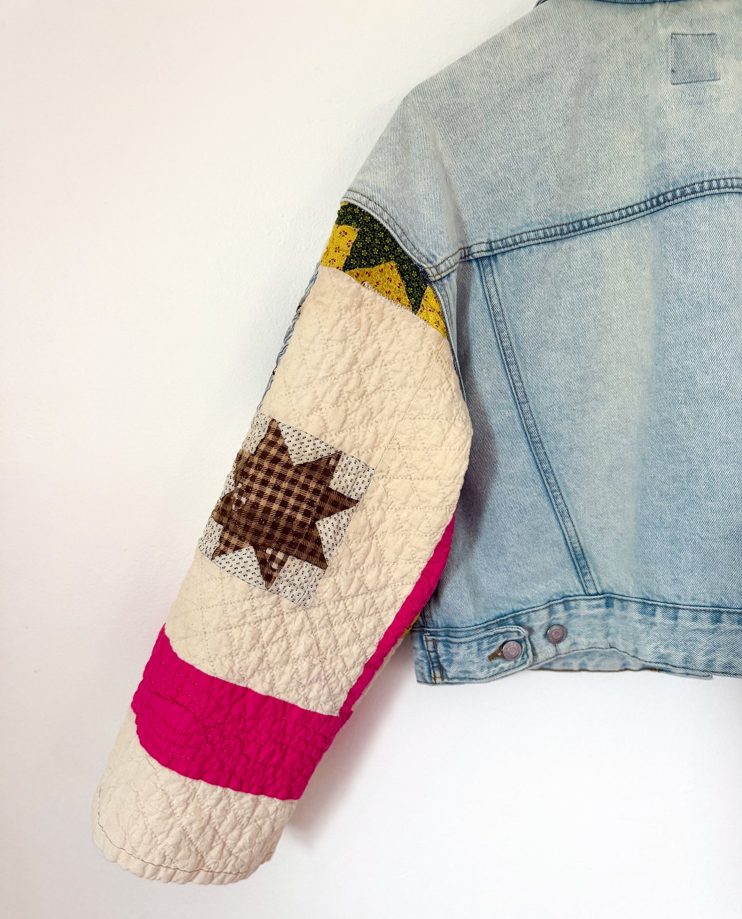 8 Point Star Quilt Upcycled Denim Jacket