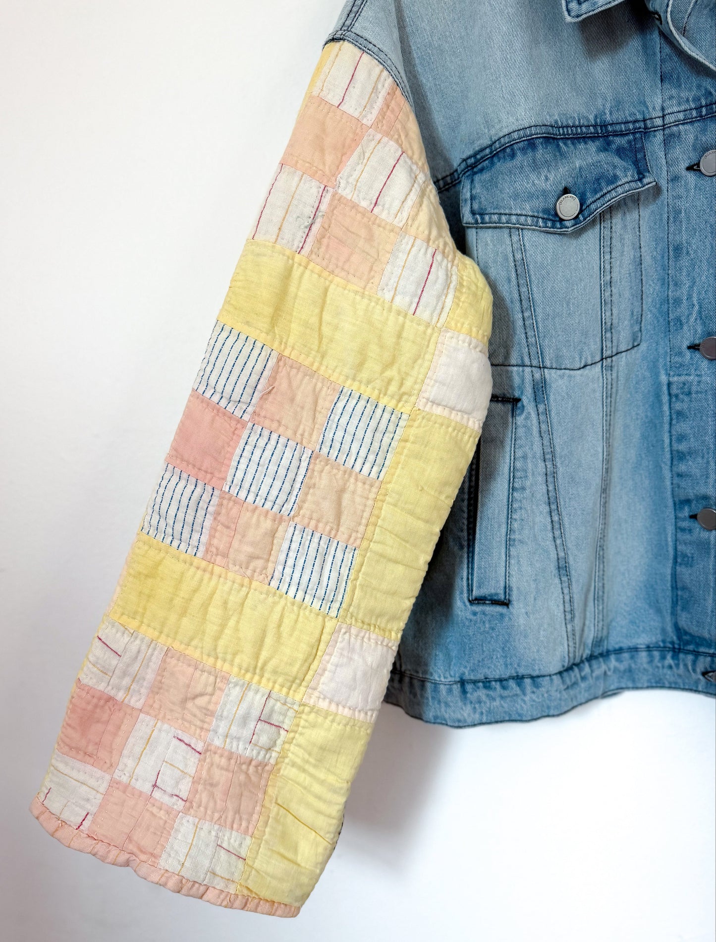 9 Patch Quilt Upcycled Denim Jacket