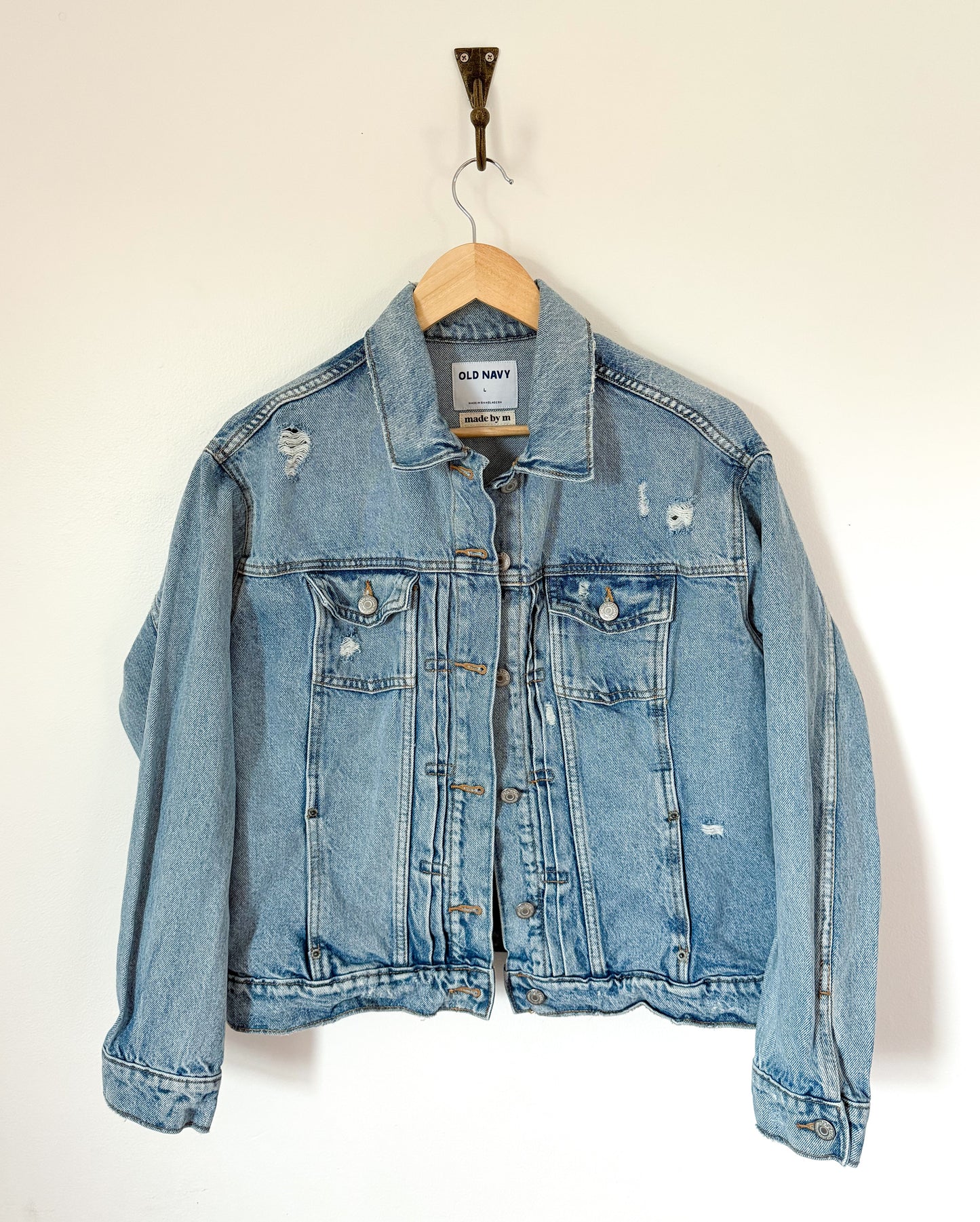 Grandmother’s Flower Garden Quilt Back Upcycled Denim Jacket