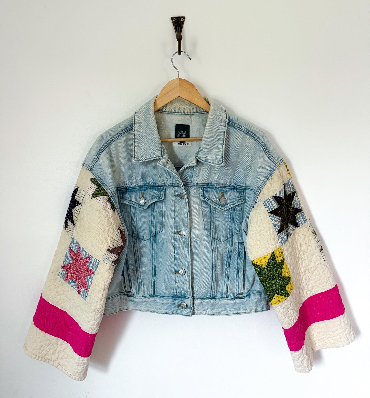 8 Point Star Quilt Upcycled Denim Jacket