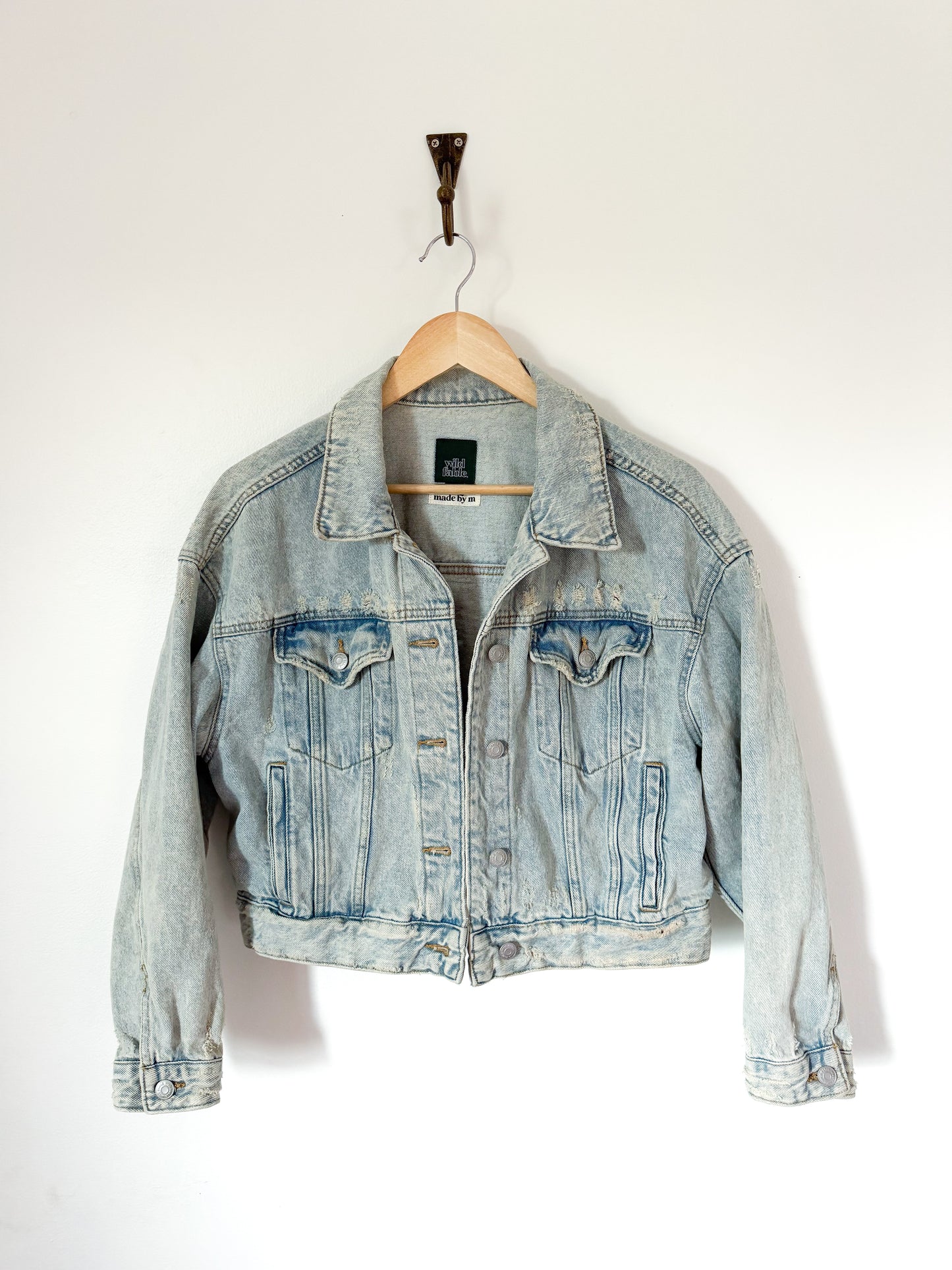 Grandmother’s Flower Garden Quilt Back Upcycled Denim Jacket