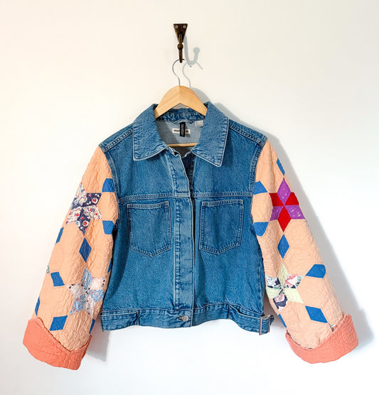 6 Point Star Quilt Upcycled Denim Jacket