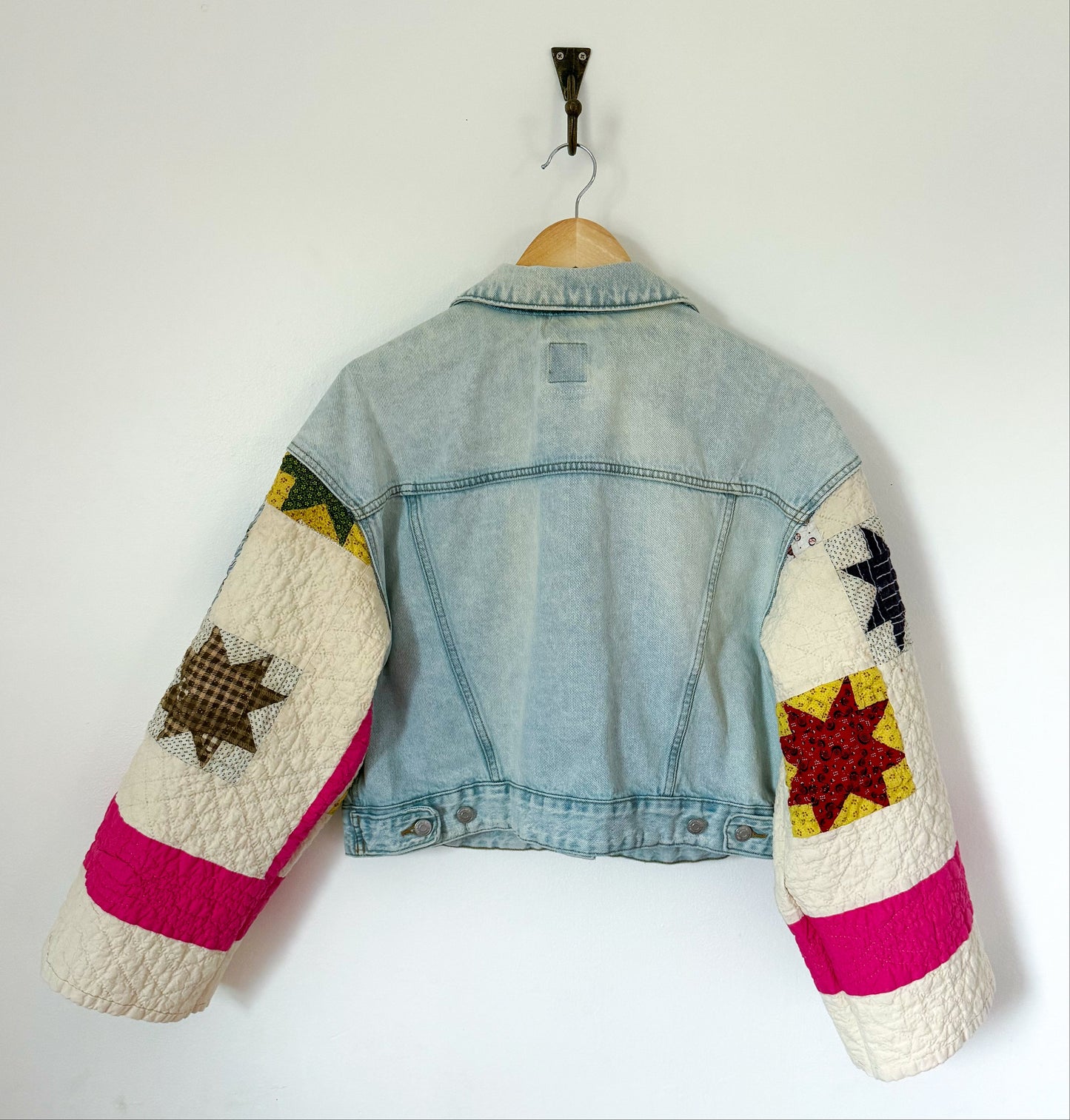 8 Point Star Quilt Upcycled Denim Jacket
