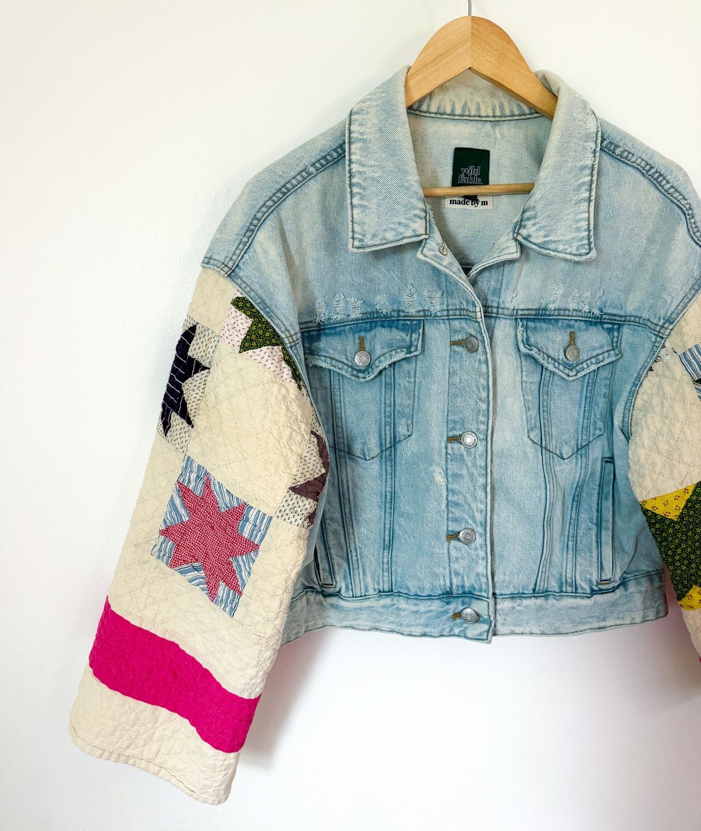 8 Point Star Quilt Upcycled Denim Jacket