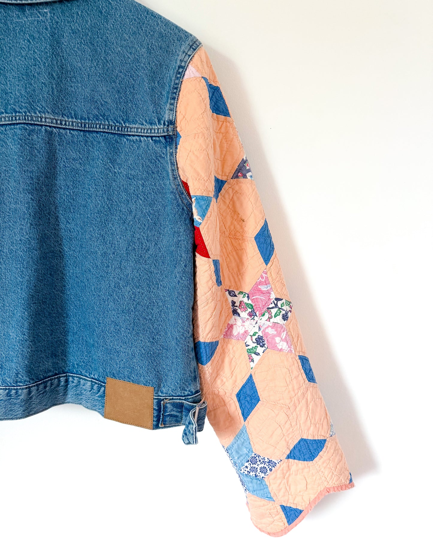 6 Point Star Quilt Upcycled Denim Jacket