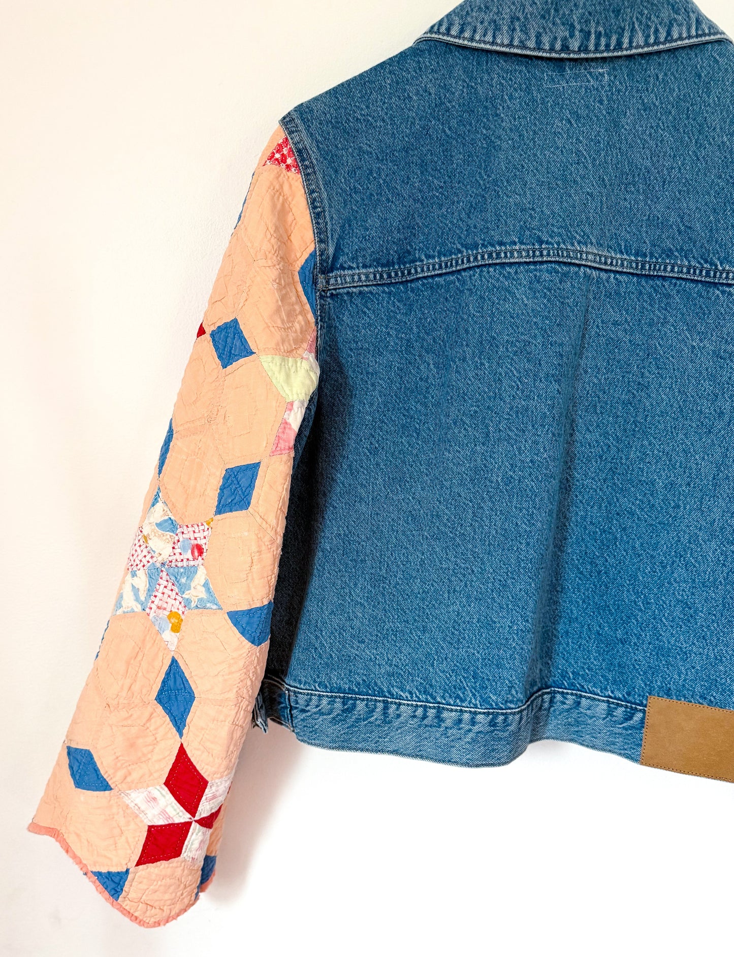 6 Point Star Quilt Upcycled Denim Jacket