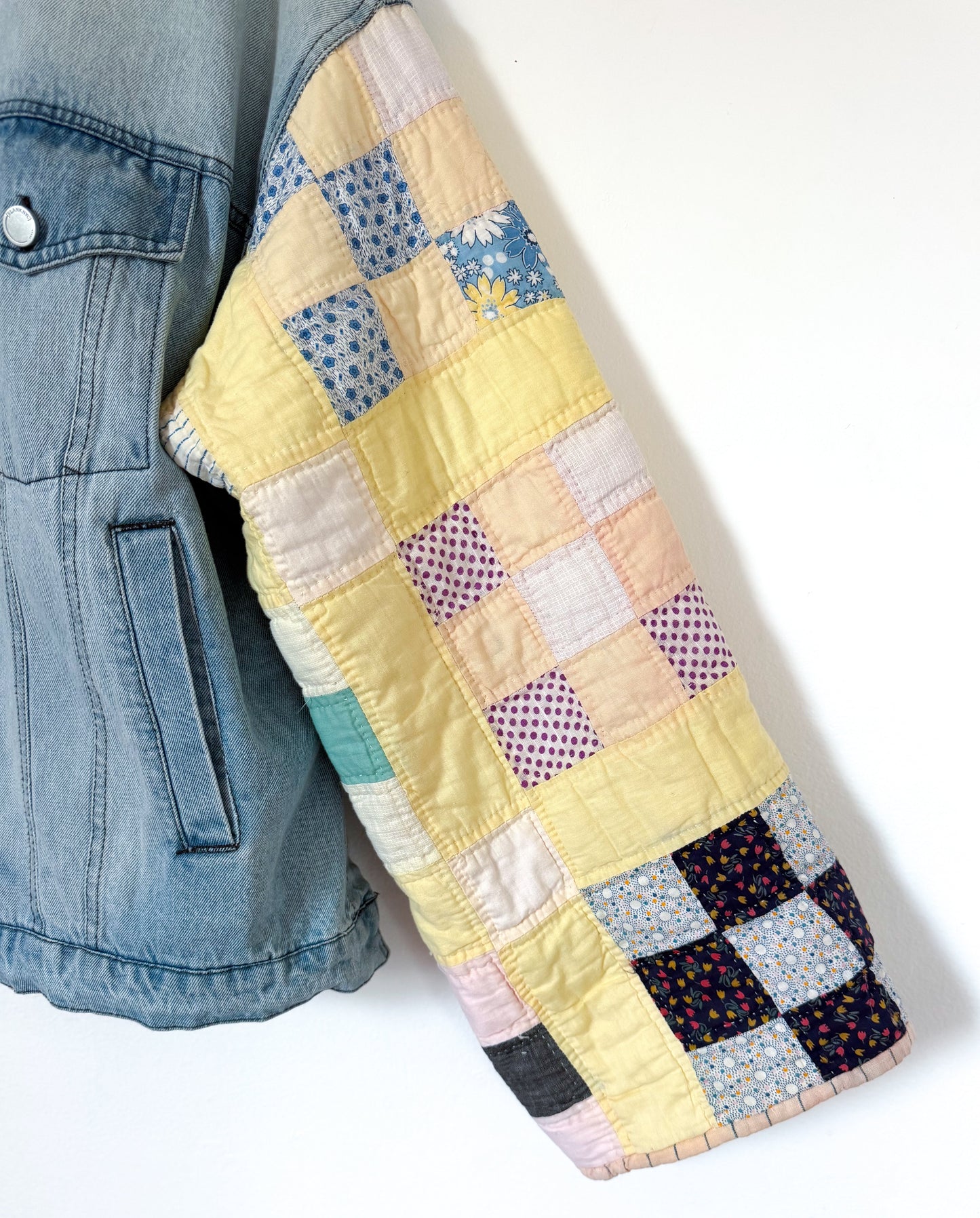 9 Patch Quilt Upcycled Denim Jacket