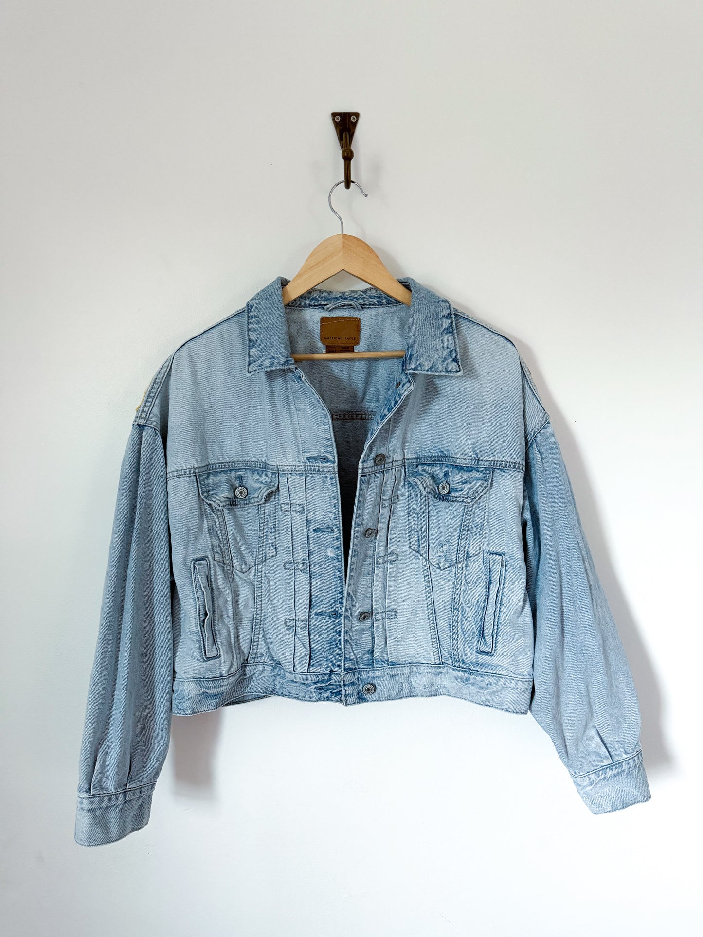 Grandmother’s Flower Garden Quilt Back Upcycled Denim Jacket