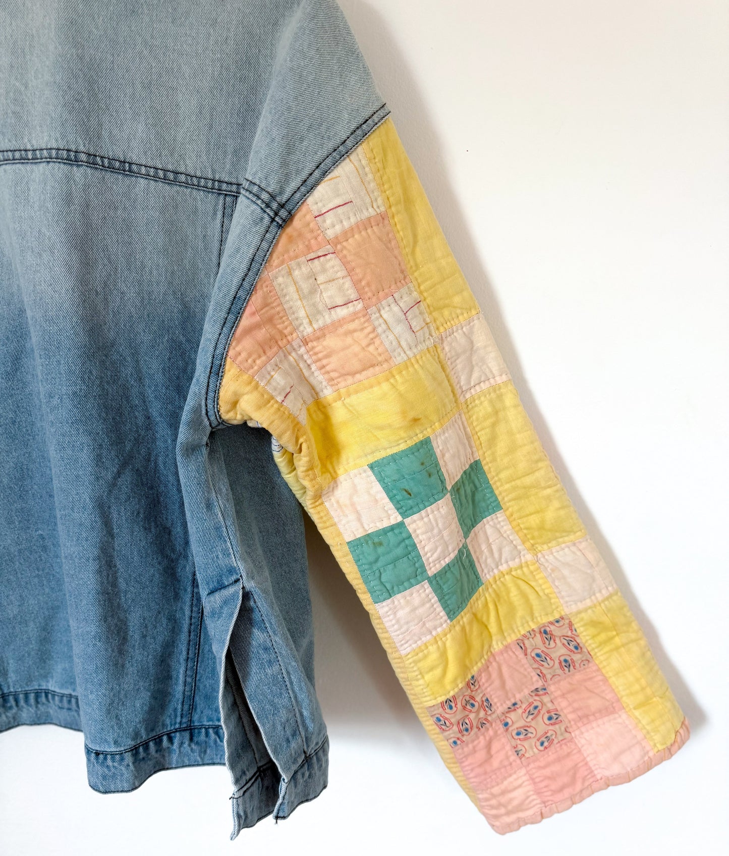 9 Patch Quilt Upcycled Denim Jacket