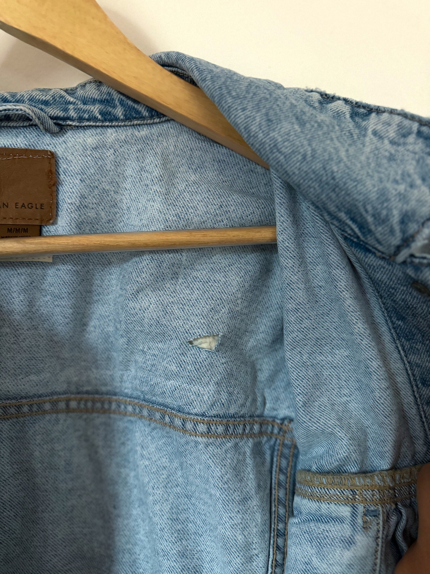 Grandmother’s Flower Garden Quilt Back Upcycled Denim Jacket