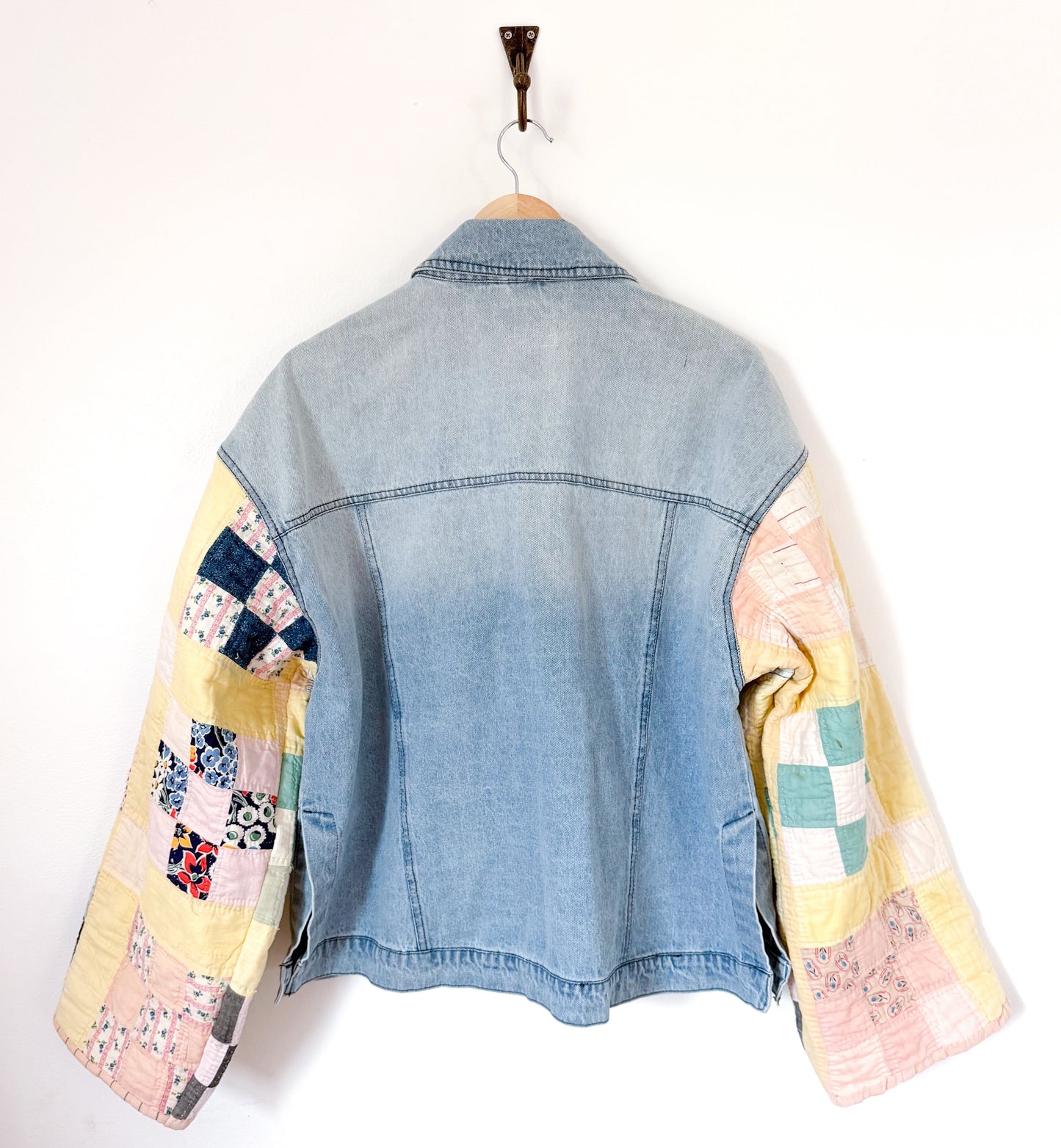 9 Patch Quilt Upcycled Denim Jacket